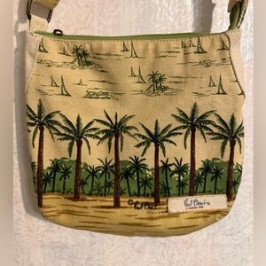 Vintage Paul Brent coastal life 10 x 10”bag palm trees, Coastal, Boho, Crossbody